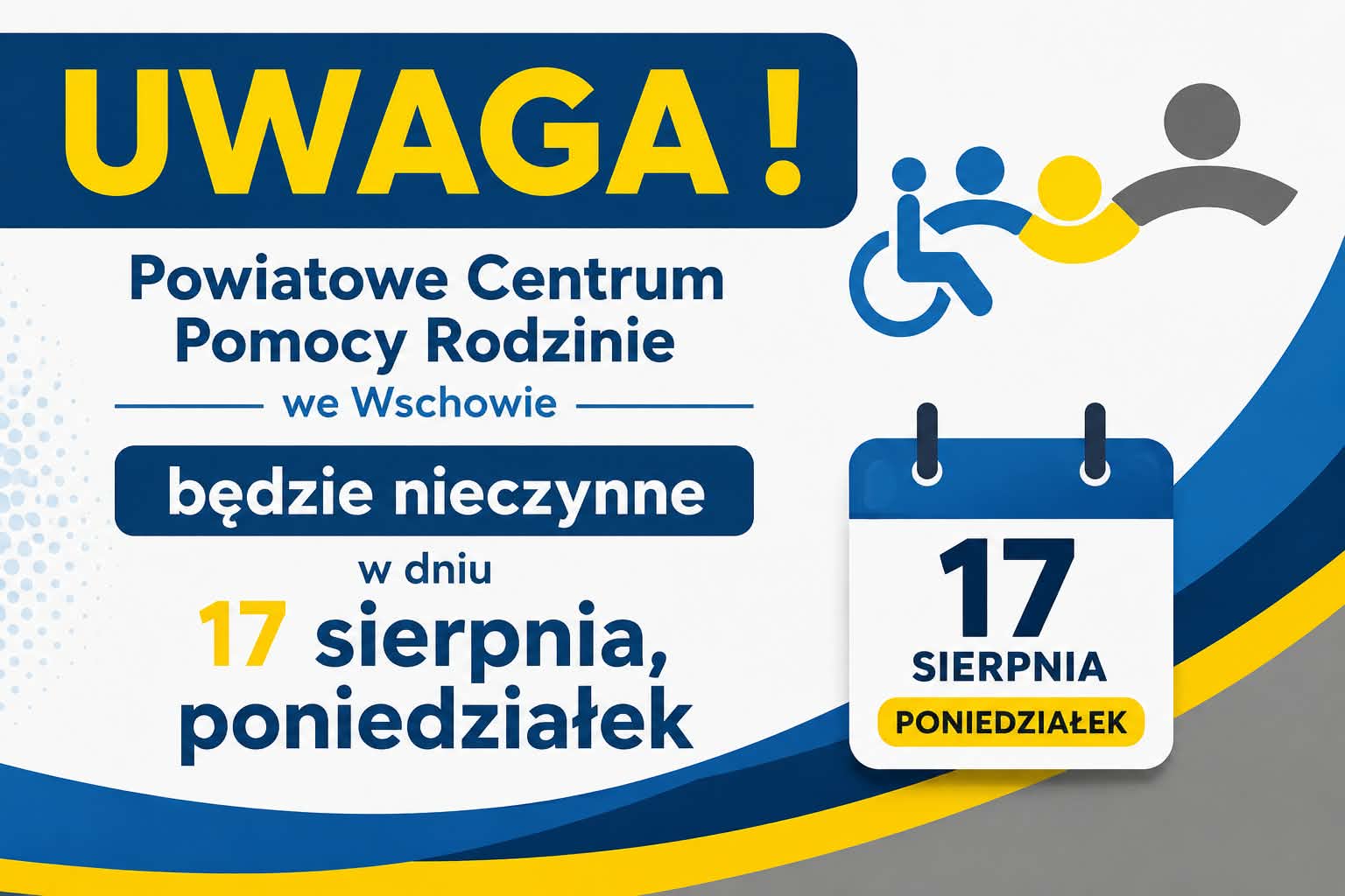 You are currently viewing 17 sierpnia/poniedziałek/ PCPR we Wschowie nieczynne.
